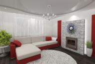 Гостиная с красными акцентами