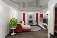 Гостиная с красными акцентами